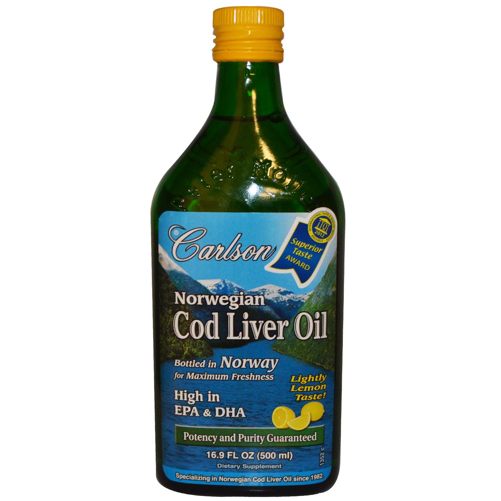 น้ำมันตับปลาจาก Norway Carlson Labs Norwegian Cod Liver Oil, Lemon Flavor, 16.9 fl oz (500 ml) รูปที่ 1