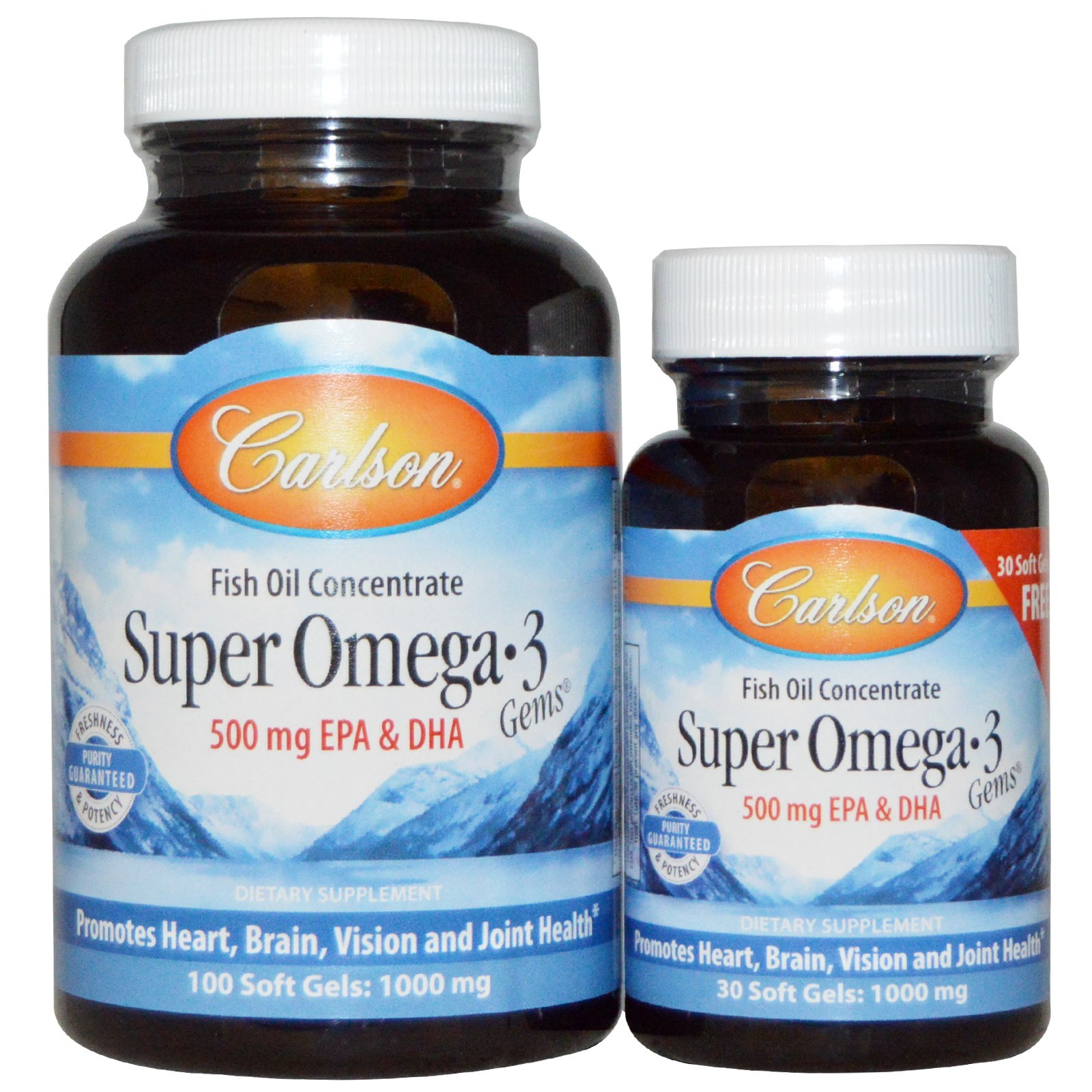 ขายน้ำมันปลา เข้นข้น Carlson Labs Super Omega·3 Gems  1000 mg 100 เม็ด แถมฟรีเพิ่ม 30 เม็ด รูปที่ 1