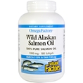 น้ำมันปลา จากปลาแซลมอนธรรมชาติอลาสก้า Natural Factors Omega Factors 1,000 mg, 180 เม็ด