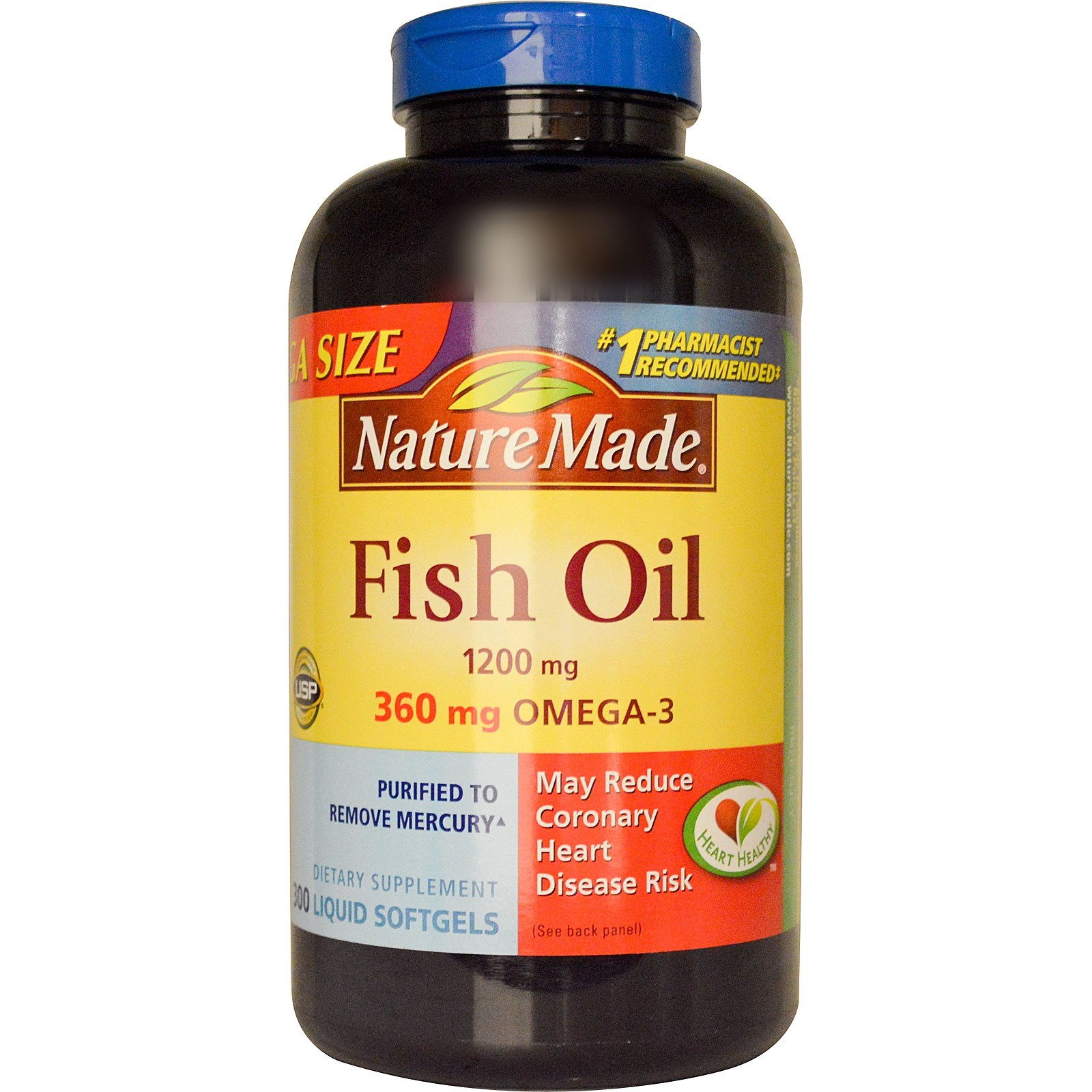 Nature Made, น้ำมันปลา, 1200 mg, 300 เม็ด รูปที่ 1