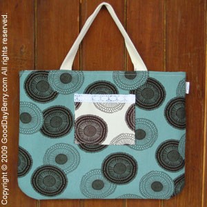 กระเป๋าหิ้ว ลายวงกลมภาพลวงตา 2 สีใน 1 ใบ (ทำมือ) Psychedelic Circles 2in1 hand tote bag (Handmade) รูปที่ 1