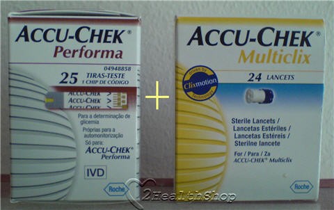 แผ่นตรวจน้ำตาล Accu-Chek รุ่น Performa + เข็มเจาะเลือด Accu-Chek Multiclix  ราคา 500 บาท ของมีจำนวนจำกัด รูปที่ 1