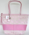 ขาย ขาย กระเป๋า Coach Signature Light Pink Stripe Tote Bag 13548