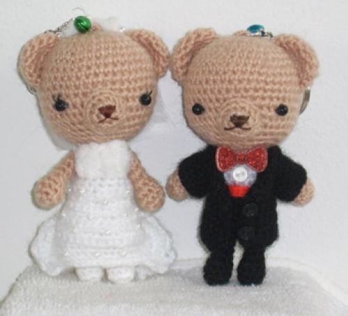 ตุ๊กตาถักไหมพรมหมีรับปริญญา ตุ๊กตาถักหมีแต่งงาน ตุ๊กตาถักไหมพรมน่ารักๆ ไซด์กลาง-เล็ก รูปที่ 1