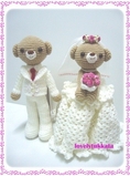 ตุ๊กตาถักไหมพรมหมีแต่งงานคู่บ่าวสาว