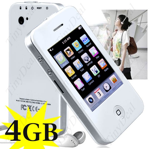 4GB เครื่องเล่น Mp3 Mp4 รูปทรง Iphone รุ่นใหม่ เพิ่มเมมโมรี่ได้อีกถึง 8GB(มีสีดำ และสีขาว) รูปที่ 5