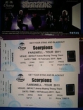 ขาย บัตรคอนเสิร์ต VIP  SCORPIONS FAREWELL-TOUR 2011   2 ใบ