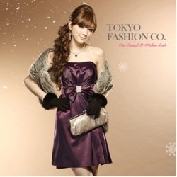 TK-00005:[พร้อมส่ง Tokyo Fashion Brand แท้] - ชุดเดรสออกงาน เกาะอก สีม่วง ผ้าซาติน แต่งโบว์ด้านหน้า สวยเลิศ รูปที่ 1