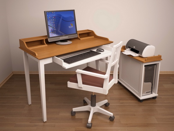 โต๊ะคอมพิวเตอร์พร้อมเก้าอี้และที่วางCPU สวยทันสมัย ไม้ยาง ราคาพิเศษ innolife รูปที่ 1