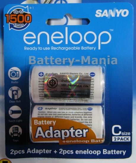 Adaptor(C - size) + Eneloop Battery AA 2 ก้อน ใหม่ล่าสุด ชาร์จ 1500 ครั้ง รูปที่ 1