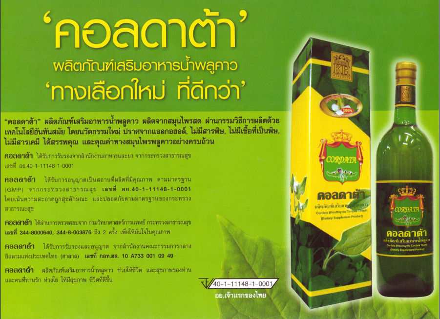 น้ำคาวตอง,พลูคาว,คอลดาต้า,สมุนไพรต้านมะเร็ง,เบาหวาน,เพิ่มภูมิคุ้มกัน รูปที่ 2