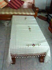 ขายส่งผ้าปูโต๊ะผ้าฝ้ายปักดอกและถักโคร์เช รูปที่ 4