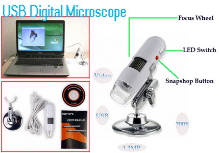 กล้องส่องขยาย Portable video Microscope 1.3 Mega Pixels 200X รูปที่ 3
