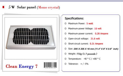 แผงพลังงานแสงอาทิตย์ Solar panel 18v 5w Battery Charger รูปที่ 3