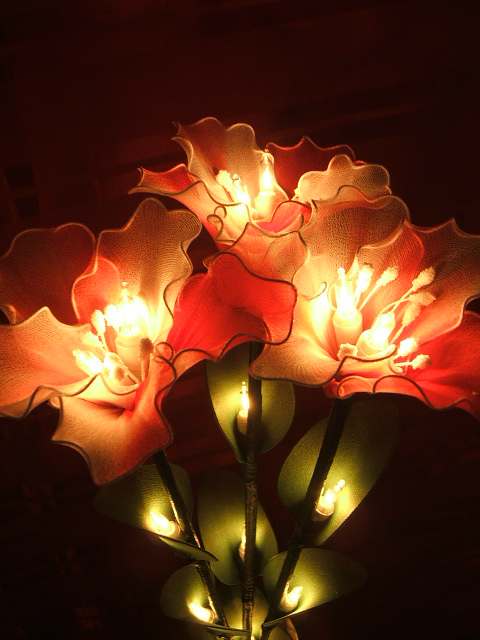 ขายส่ง โคมไฟดอกไม้ผ้าใยบัว ของแต่งบ้านดอกไม้ประดิษฐ์ผ้าใยบัวราคาถูก  รูปที่ 1