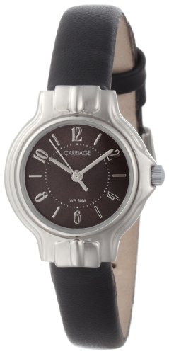 Carriage by Timex Women's C3C37830 Analog Silver Case Black Dial Black Leather Strap Watch รูปที่ 1