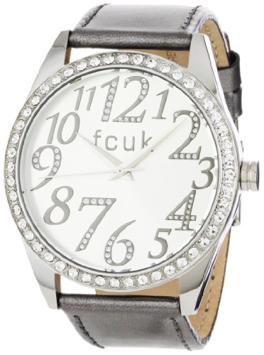 FCUK Women's FC1012SS Stainless Steel Glossy Grey Leather Strap Watch รูปที่ 1