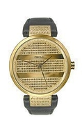 DKNY Striped Glitz Leather Strap Gold-tone Dial Women's watch #NY4977