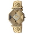 Kenneth Jay Lane Women's KJ4449-G Gold-Tone Patent Quilted Leather Strap Watch