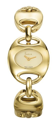 Freelook Women's HA1067G-3 Linea Tempo Yellow Gold Plated Stainless Steel Case Gold Oval Dial Watch รูปที่ 1