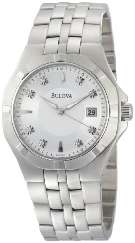 Bulova Men's 96D107 Diamond Silver White Dial Bracelet Watch รูปที่ 1