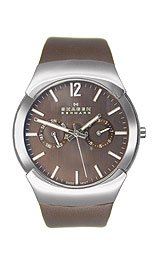 Skagen Men's 583XLSLD Swiss Multi-Function Brown Leather Watch รูปที่ 1