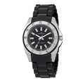 AK Anne Klein Women's 109379BKBK Swarovski Crystal Silver-Tone Black Plastic Watch