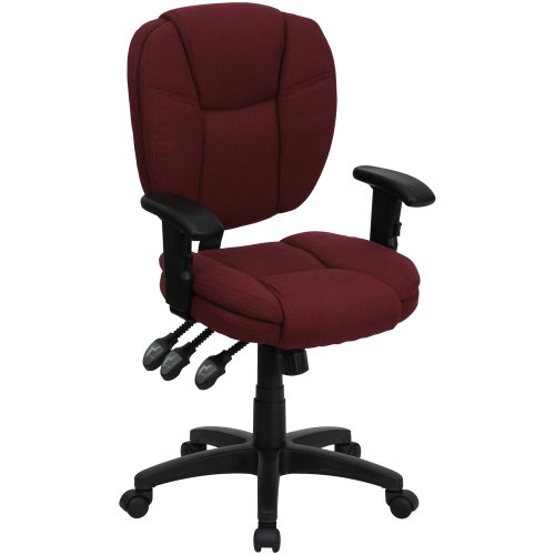 Burgundy Fabric Multi Function Task Chair with Arms - GO-930F-BY-ARMS-GG  รูปที่ 1