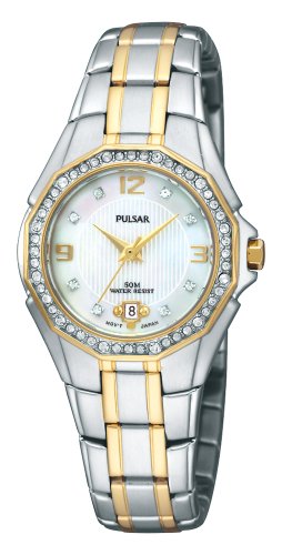 Pulsar Women's PXT798 Crystal Mother of Pearl Dial Watch รูปที่ 1