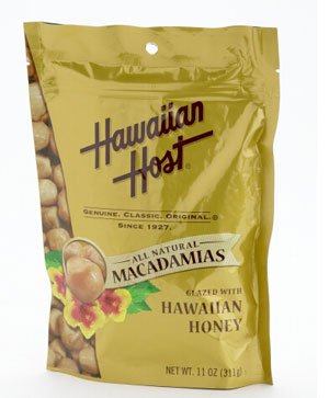 Hawaiian Host MACADAMIA NUTS - Hawaiian Honey Glazed Macadamias, LARGE 11 oz (Resealable Bag) รูปที่ 1