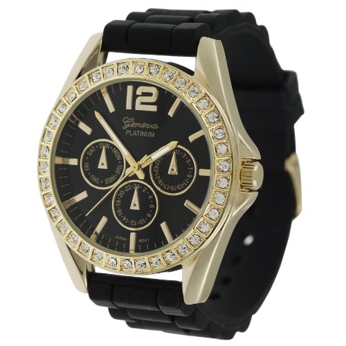 Geneva Women's Platinum Rhinestone Watch รูปที่ 1