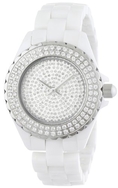 Akribos XXIV Women's AKR457WT Lady Diamond Collection Ceramic Swiss Quartz Watch