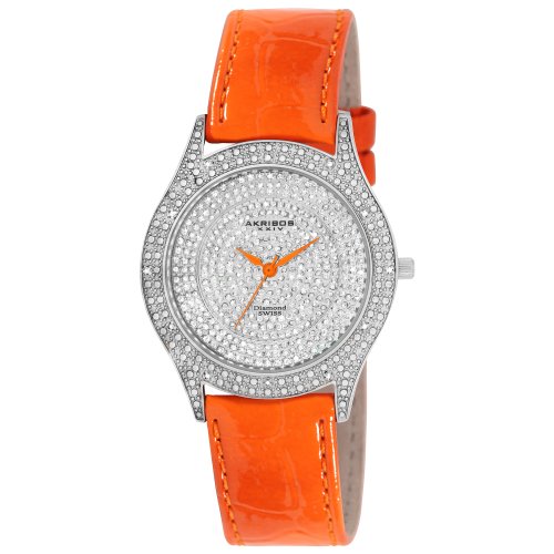 Akribos XXIV Women's AKR464OR Brillianaire Diamond Orange Swiss Quartz Strap Watch รูปที่ 1