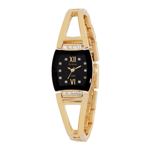 Armitron Women's 753806BKGP NOW Swarovski Crystal Accented Gold-Tone Black Dial Watch รูปที่ 1