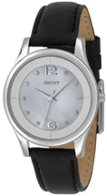 DKNY Crystal Collection Leather Strap Mother-of-pearl Dial Women's watch #NY4918