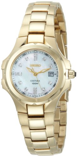 Seiko Women's SXDB62 Coutura Gold-Tone White Mother Of Pearl Dial 14 Diamonds Watch รูปที่ 1