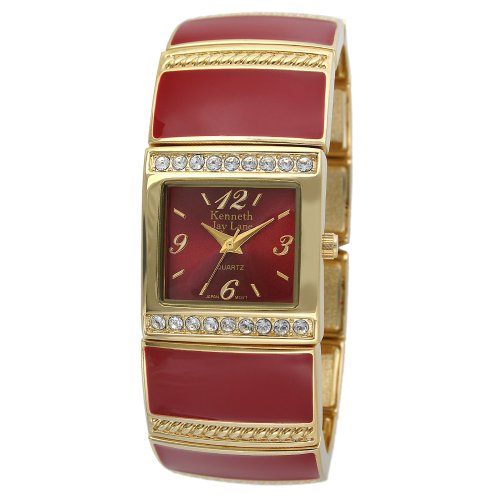 Kenneth Jay Lane Women's KJ4242-RD Gold-Tone Square Case Stretch Bracelet Watch รูปที่ 1