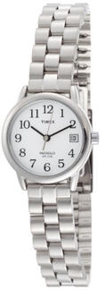 Timex Women's T2N172 EZ Reader Silver-Tone Case and Bracelet White Dial Watch