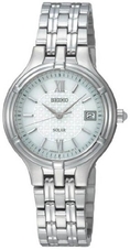 Seiko Silver Dial Silver Tone Stainless Bracelet Solar Ladies Watch - SUT015