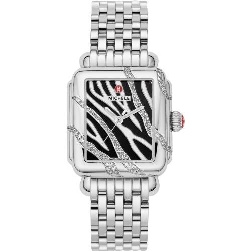 Michele Woman's MWW06T000001 Deco Safari Zebra Diamond Stainless Steel Bracelet Watch รูปที่ 1