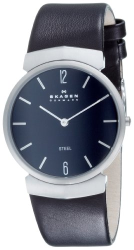 Skagen Men's Steel Collection Stainless Steel Black Leather Watch #695XLSLB รูปที่ 1