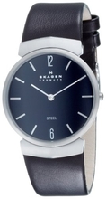 Skagen Men's Steel Collection Stainless Steel Black Leather Watch #695XLSLB