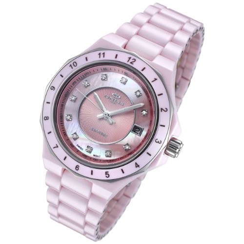 Oniss Ladies Pink Ceramic Dess Watch with Diamonds on8203-L รูปที่ 1