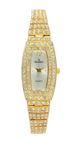 Peugeot Ladies Goldtone Crystal Encrusted Bracelet Watch featuring 266 Total Crystals รูปที่ 1