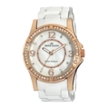 AK Anne Klein Women's 109588RGWT Swarovski Crystal Accented Rosegold-Tone White Ceramic Watch