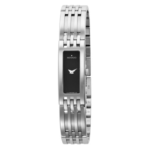 Movado Women's 606300 Esperanza Baguette Stainless-Steel Bracelet Black Dial Watch รูปที่ 1