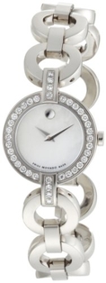 Movado Women's 606265 Belamoda Stainless-Steel with Diamonds Mother of pearl Dial Bracelet Watch