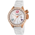 Akribos XXIV Women's AKR468RG Swarovski Crystal Swiss Quarts Mother-Of-Pearl Strap Watch