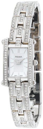 Pulsar Women's PEGE23 Swarovski Crystal Jeweled Stainless Steel Silver Dial Watch รูปที่ 1