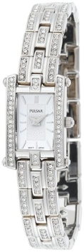 Pulsar Women's PEGE23 Swarovski Crystal Jeweled Stainless Steel Silver Dial Watch